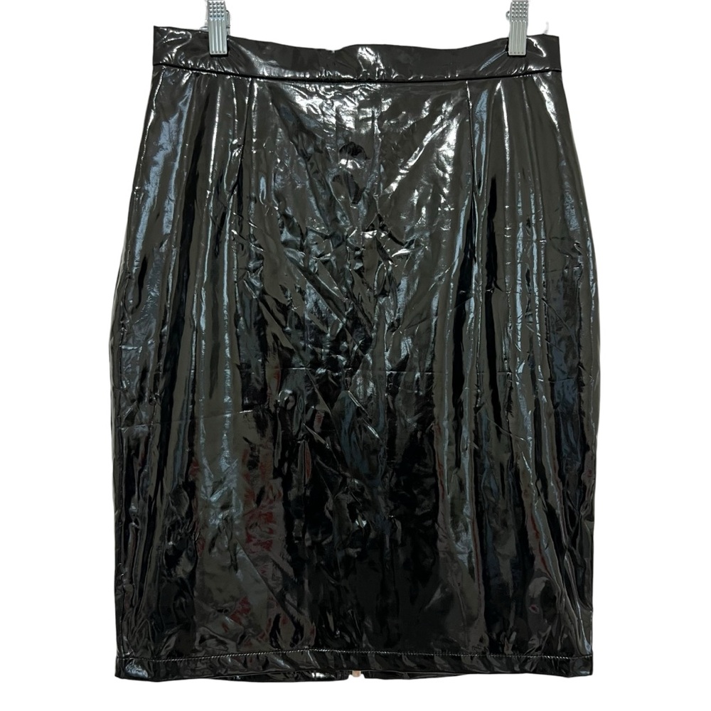 Disturbia Black Vinyl Pencil Skirt Back Zip Knee Length US Size 10 - Picture 2 of 13